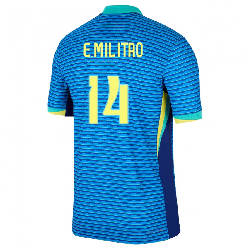 Mujer Camiseta Brasil Eder Militao #14 Azul 2ª Equipación 24-26 La Camisa