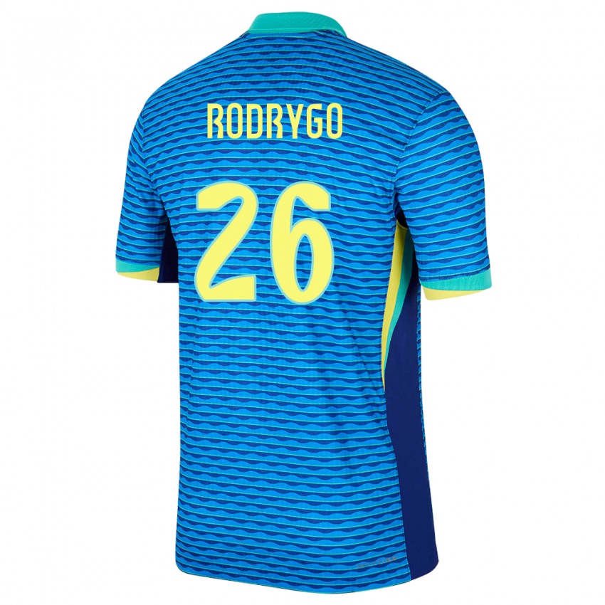 Mujer Camiseta Brasil Rodrygo #26 Azul 2ª Equipación 24-26 La Camisa