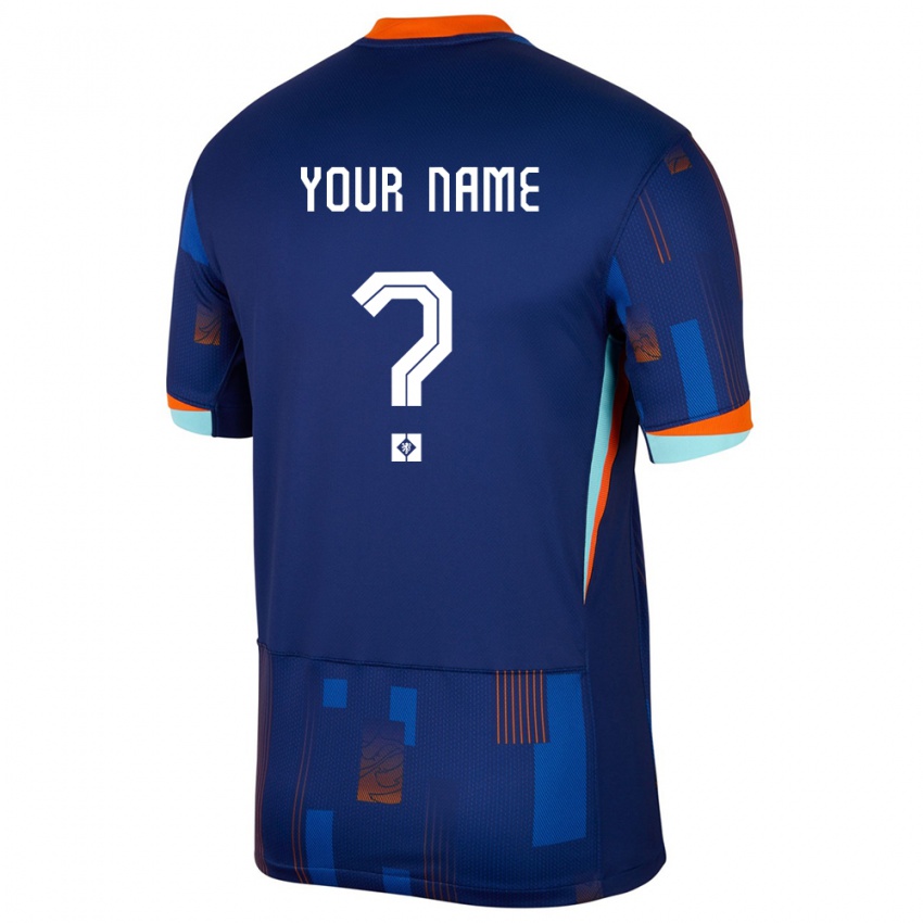 Mujer Camiseta Países Bajos Su Nombre #0 Azul 2ª Equipación 24-26 La Camisa