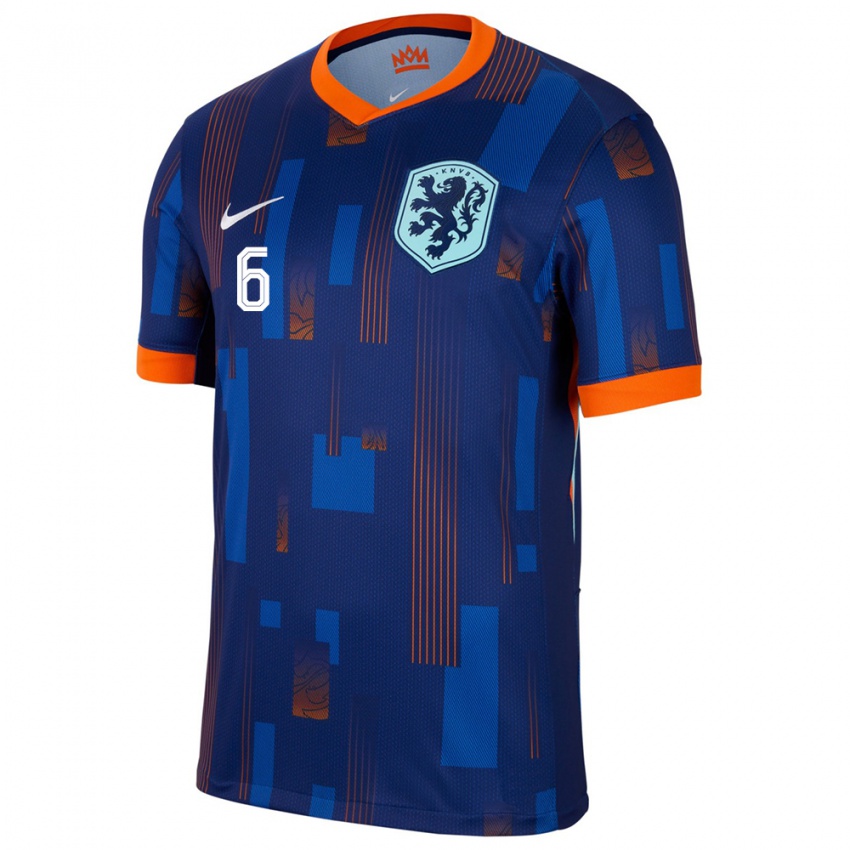 Mujer Camiseta Países Bajos Stefan De Vrij #6 Azul 2ª Equipación 24-26 La Camisa
