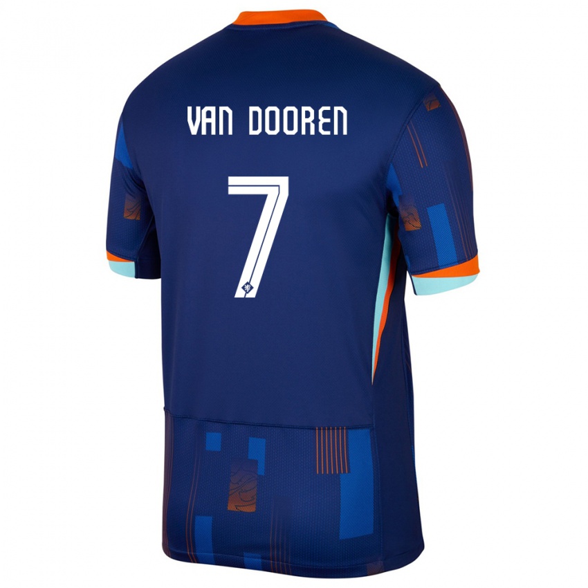 Mujer Camiseta Países Bajos Kayleigh Van Dooren #7 Azul 2ª Equipación 24-26 La Camisa