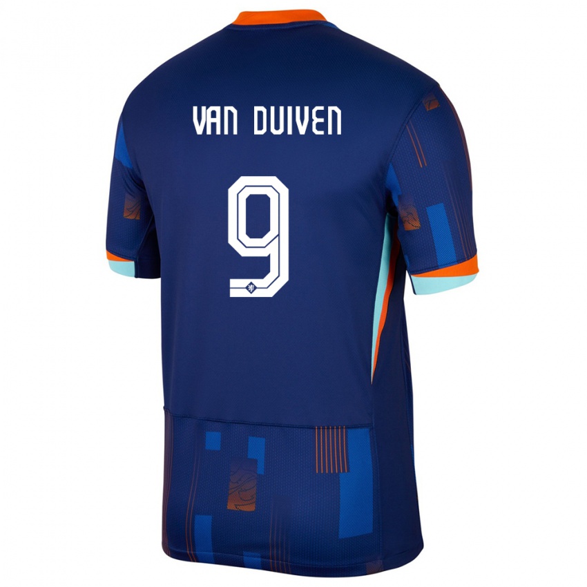 Mujer Camiseta Países Bajos Jason Van Duiven #9 Azul 2ª Equipación 24-26 La Camisa