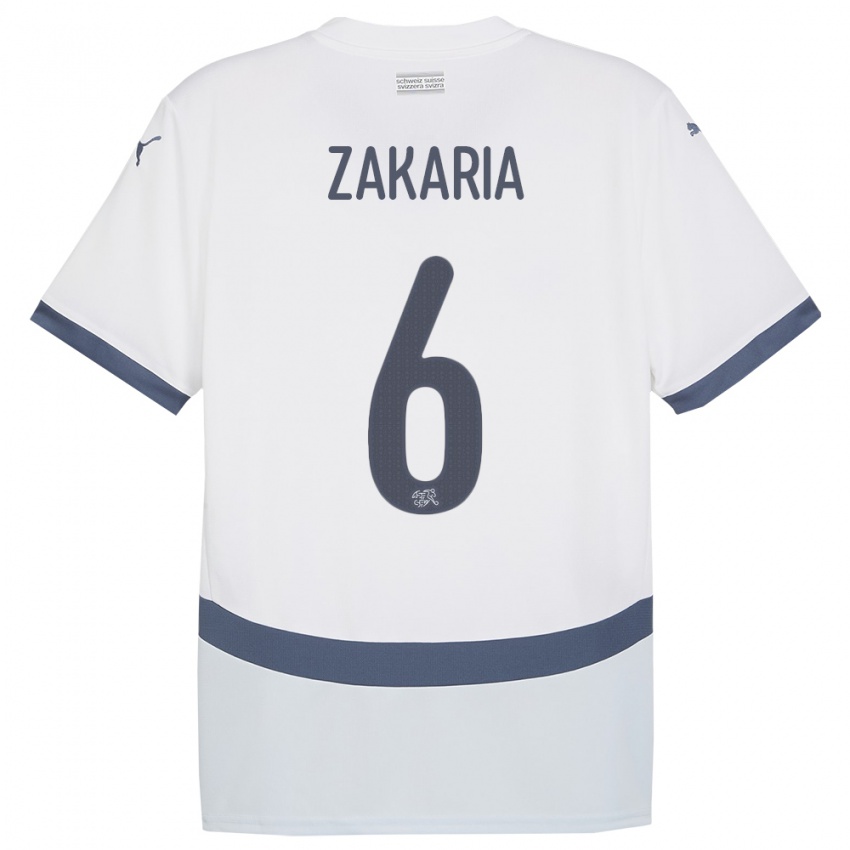 Mujer Camiseta Suiza Denis Zakaria #6 Blanco 2ª Equipación 24-26 La Camisa