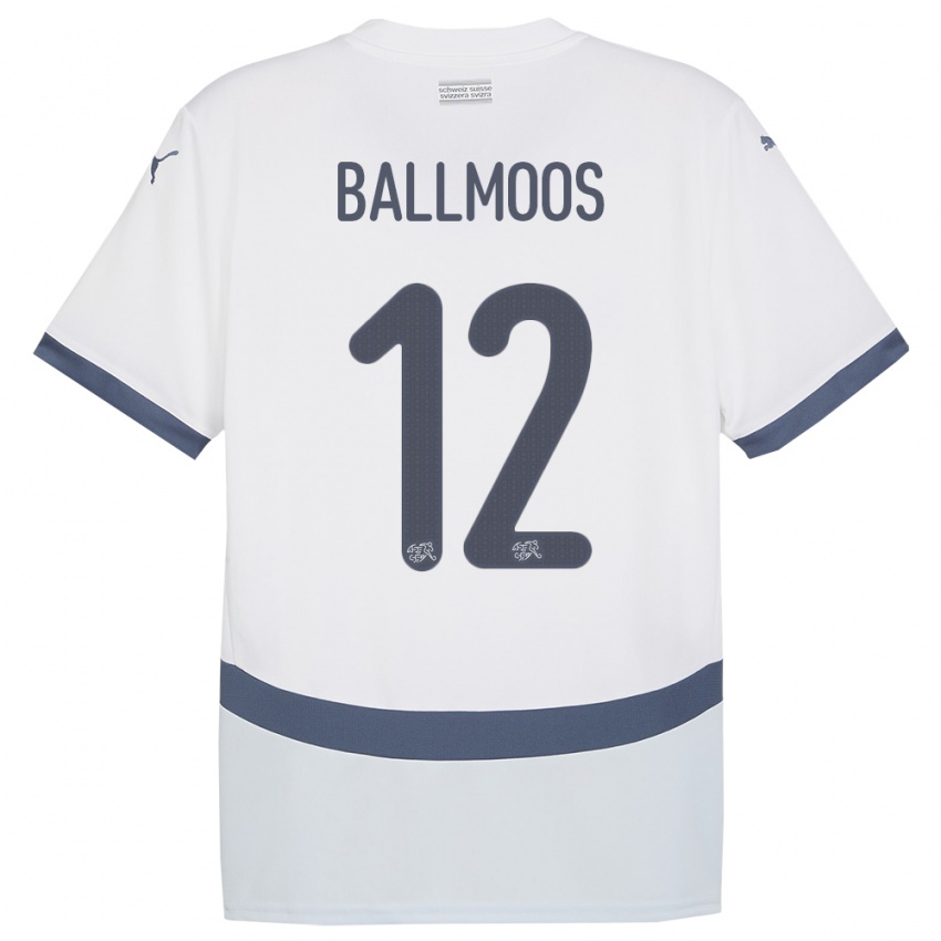 Mujer Camiseta Suiza David Von Ballmoos #12 Blanco 2ª Equipación 24-26 La Camisa