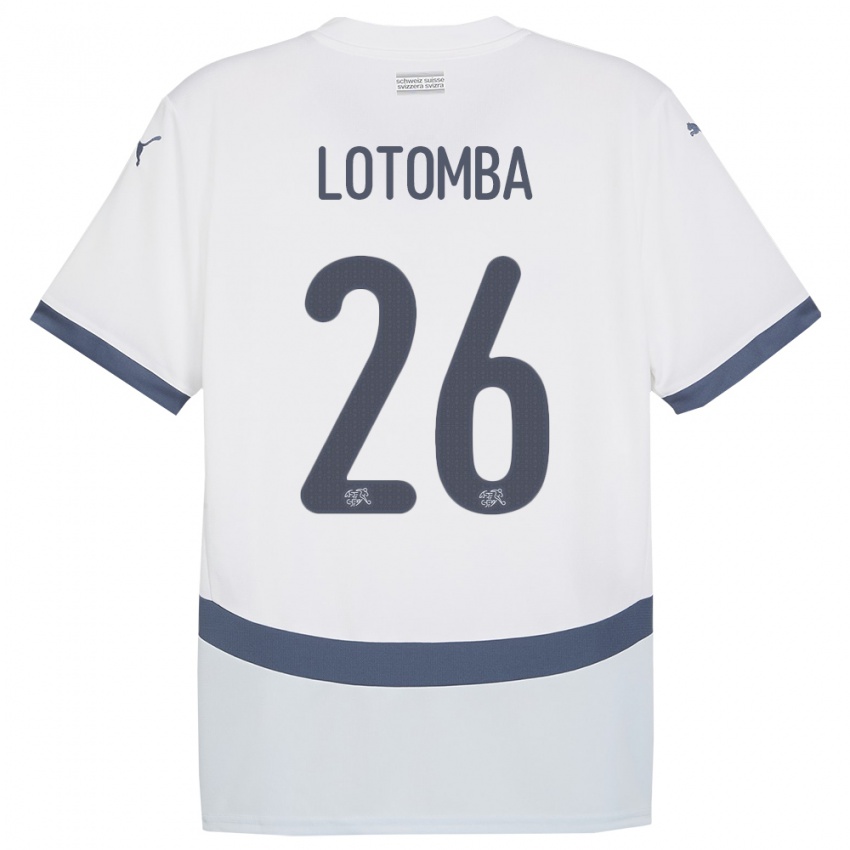 Mujer Camiseta Suiza Jordan Lotomba #26 Blanco 2ª Equipación 24-26 La Camisa