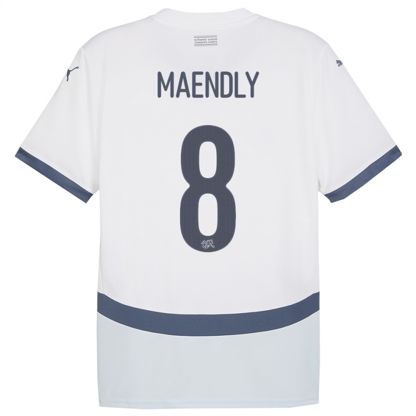 Mujer Camiseta Suiza Sandy Maendly #8 Blanco 2ª Equipación 24-26 La Camisa
