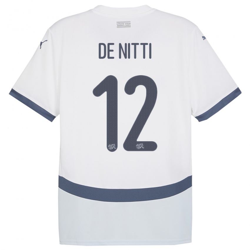 Mujer Camiseta Suiza Gianni De Nitti #12 Blanco 2ª Equipación 24-26 La Camisa