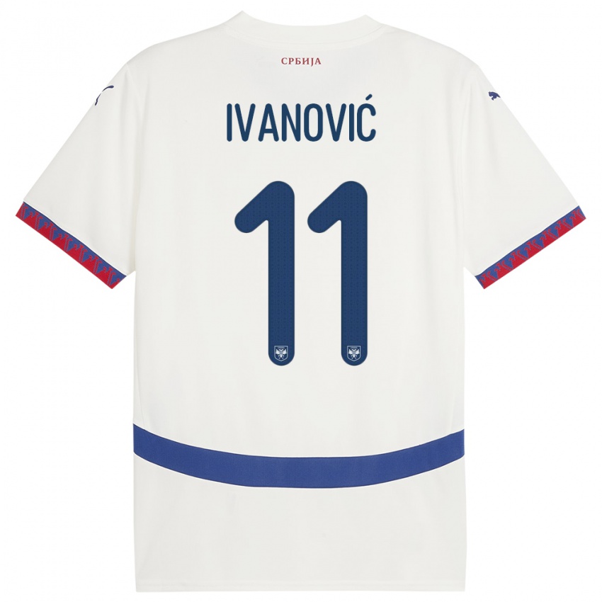 Mujer Camiseta Serbia Miljana Ivanovic #11 Blanco 2ª Equipación 24-26 La Camisa