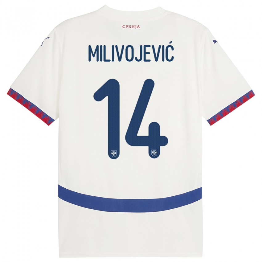 Mujer Camiseta Serbia Vesna Milivojevic #14 Blanco 2ª Equipación 24-26 La Camisa