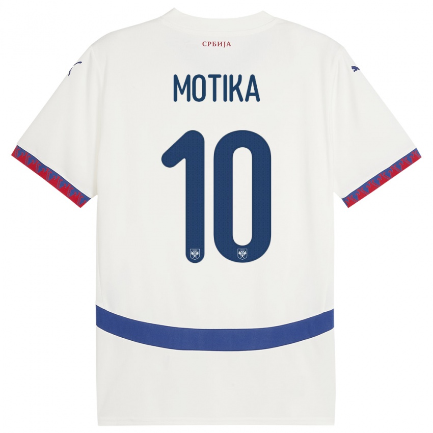 Mujer Camiseta Serbia Nemanja Motika #10 Blanco 2ª Equipación 24-26 La Camisa