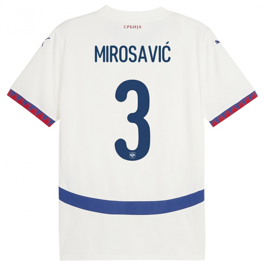 Mujer Camiseta Serbia Veljko Mirosavic #3 Blanco 2ª Equipación 24-26 La Camisa