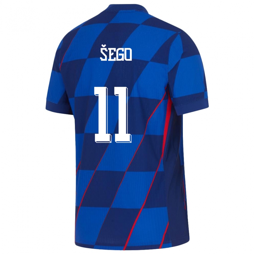 Mujer Camiseta Croacia Michele Sego #11 Azul 2ª Equipación 24-26 La Camisa