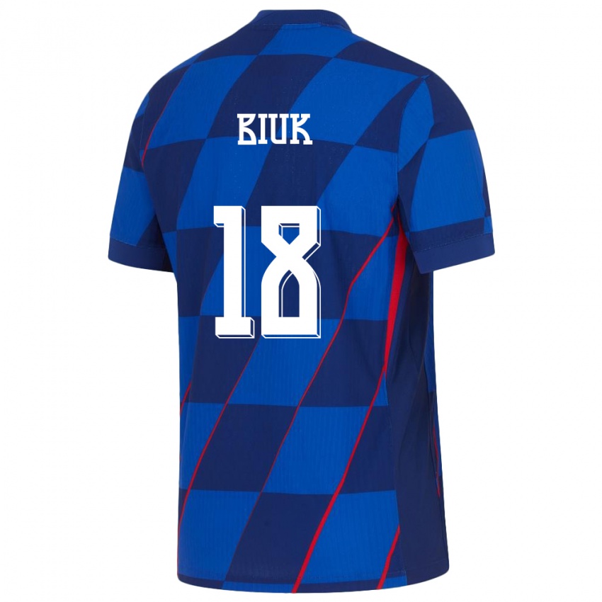 Mujer Camiseta Croacia Stipe Biuk #18 Azul 2ª Equipación 24-26 La Camisa
