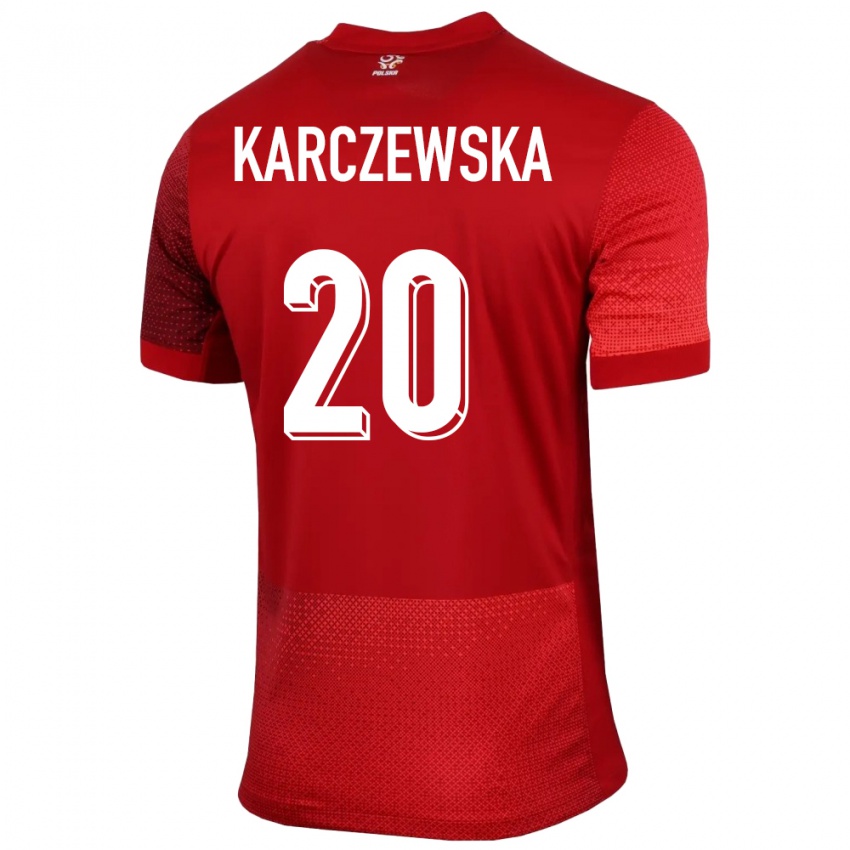 Mujer Camiseta Polonia Nikola Karczewska #20 Rojo 2ª Equipación 24-26 La Camisa