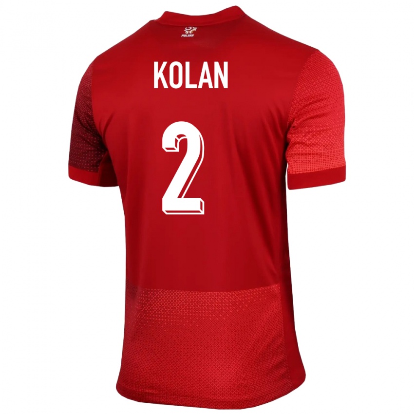 Mujer Camiseta Polonia Jakub Kolan #2 Rojo 2ª Equipación 24-26 La Camisa
