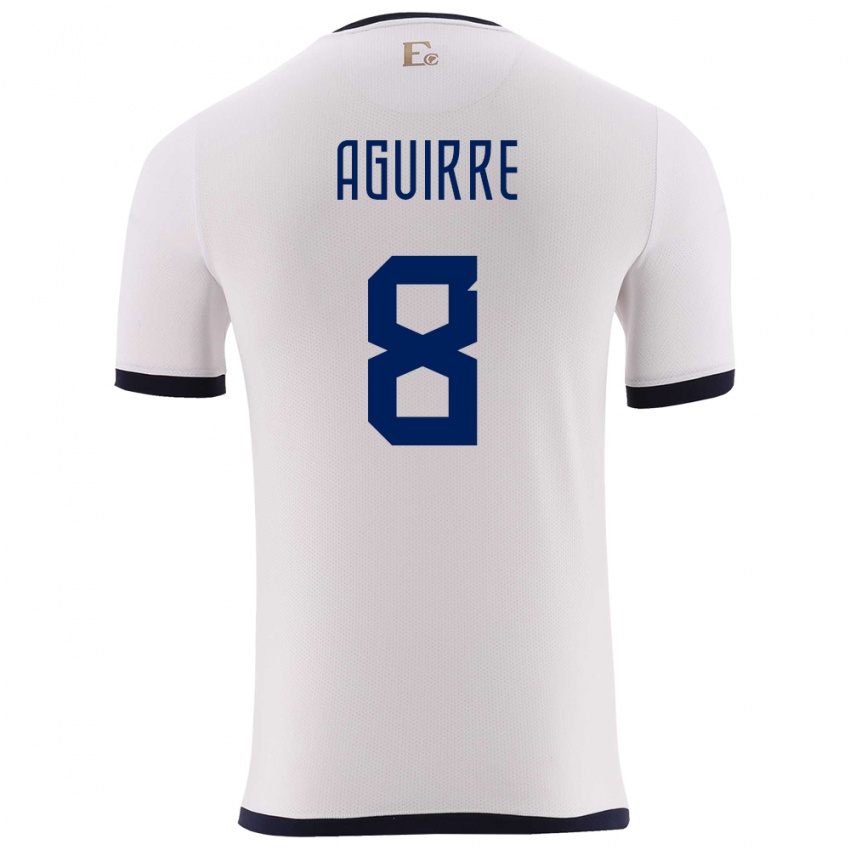 Mujer Camiseta Ecuador Marthina Aguirre #8 Blanco 2ª Equipación 24-26 La Camisa