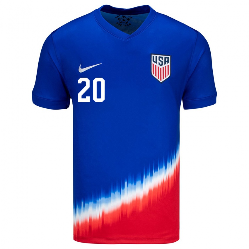 Mujer Camiseta Estados Unidos Caleb Wiley #20 Azul 2ª Equipación 24-26 La Camisa