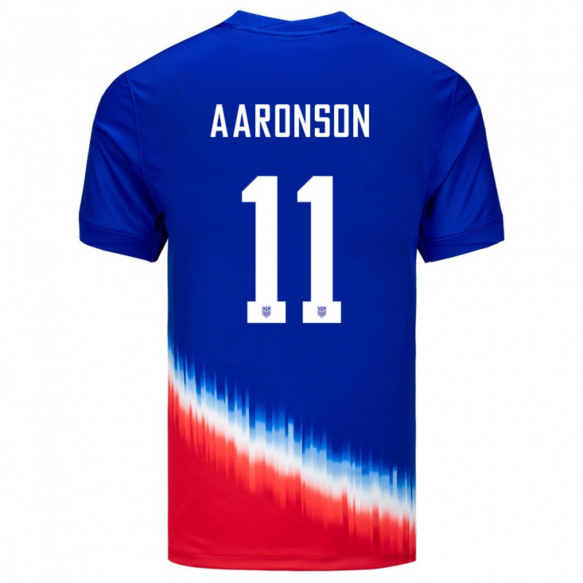 Mujer Camiseta Estados Unidos Brenden Aaronson #11 Azul 2ª Equipación 24-26 La Camisa
