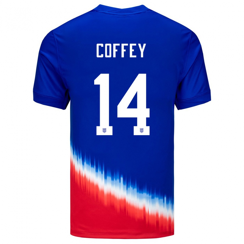 Mujer Camiseta Estados Unidos Sam Coffey #14 Azul 2ª Equipación 24-26 La Camisa