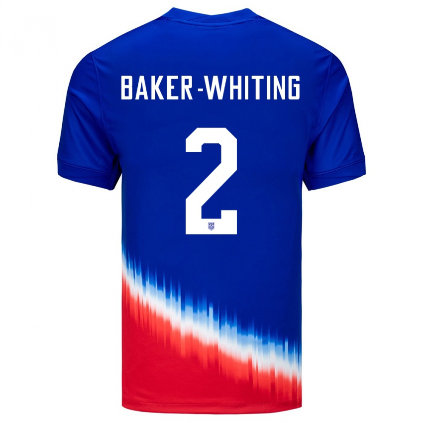 Mujer Camiseta Estados Unidos Reed Baker Whiting #2 Azul 2ª Equipación 24-26 La Camisa