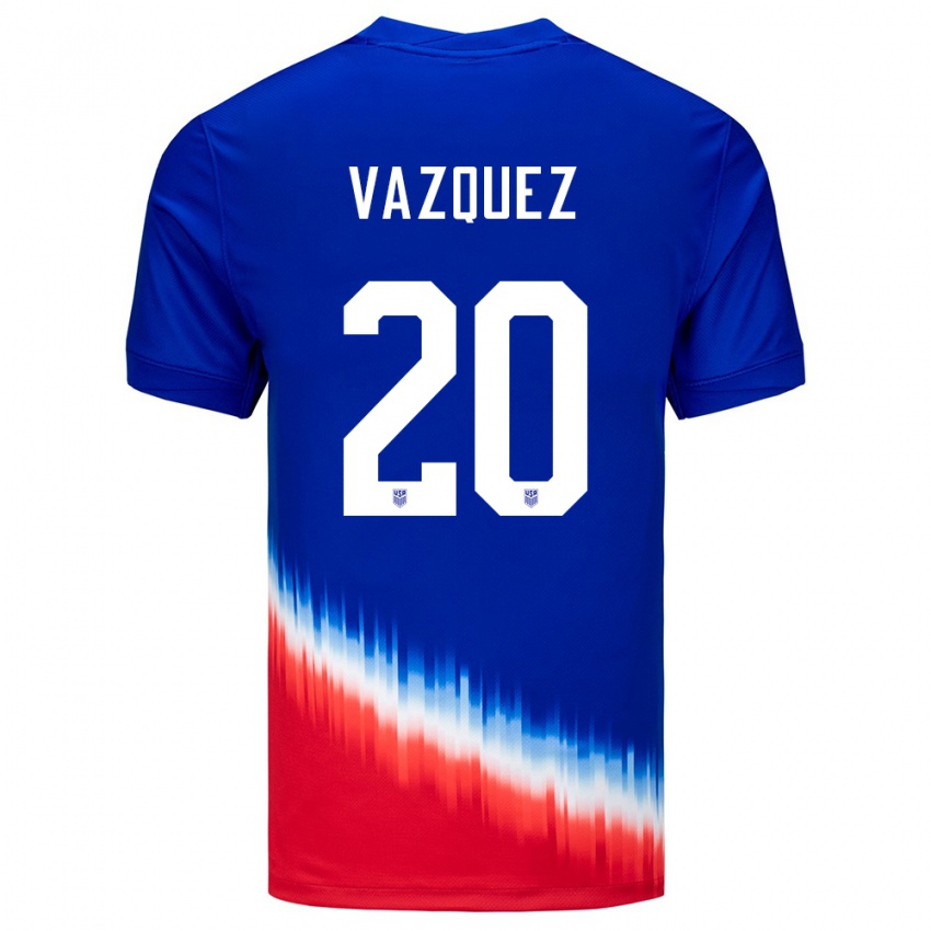 Mujer Camiseta Estados Unidos David Vazquez #20 Azul 2ª Equipación 24-26 La Camisa