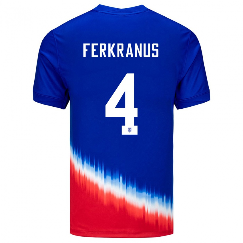 Mujer Camiseta Estados Unidos Marcus Ferkranus #4 Azul 2ª Equipación 24-26 La Camisa