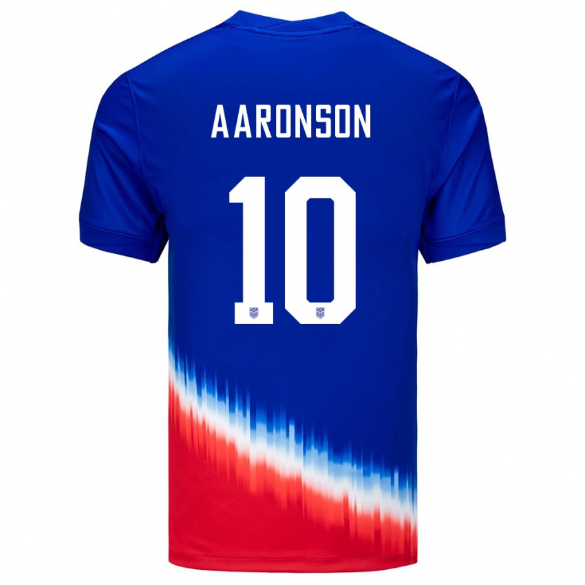 Mujer Camiseta Estados Unidos Paxten Aaronson #10 Azul 2ª Equipación 24-26 La Camisa