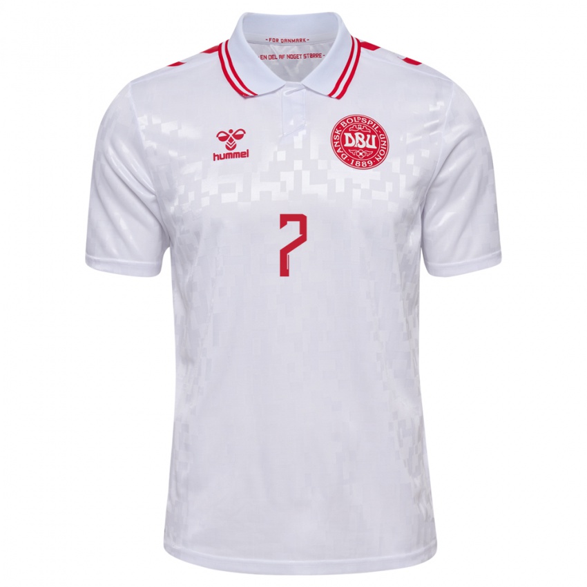 Mujer Camiseta Dinamarca Jonathan Moalem #7 Blanco 2ª Equipación 24-26 La Camisa