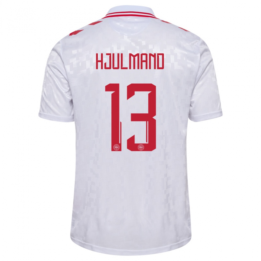 Mujer Camiseta Dinamarca Morten Hjulmand #13 Blanco 2ª Equipación 24-26 La Camisa