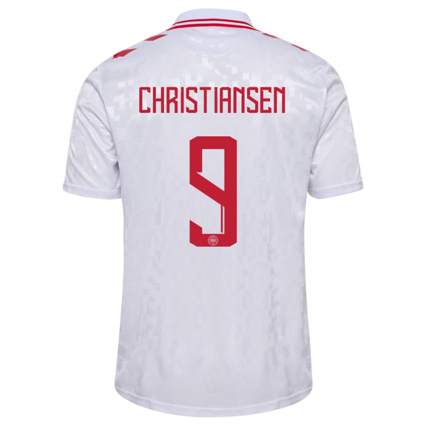 Mujer Camiseta Dinamarca Nanna Christiansen #9 Blanco 2ª Equipación 24-26 La Camisa