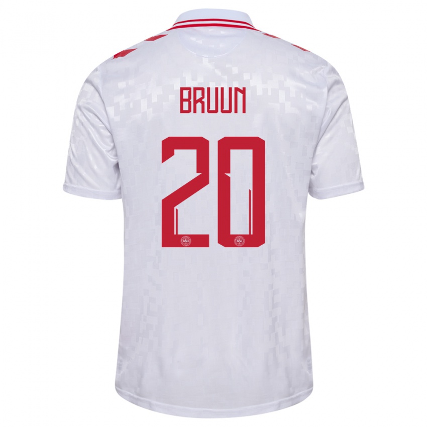 Mujer Camiseta Dinamarca Signe Bruun #20 Blanco 2ª Equipación 24-26 La Camisa
