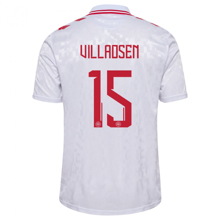 Mujer Camiseta Dinamarca Oliver Villadsen #15 Blanco 2ª Equipación 24-26 La Camisa