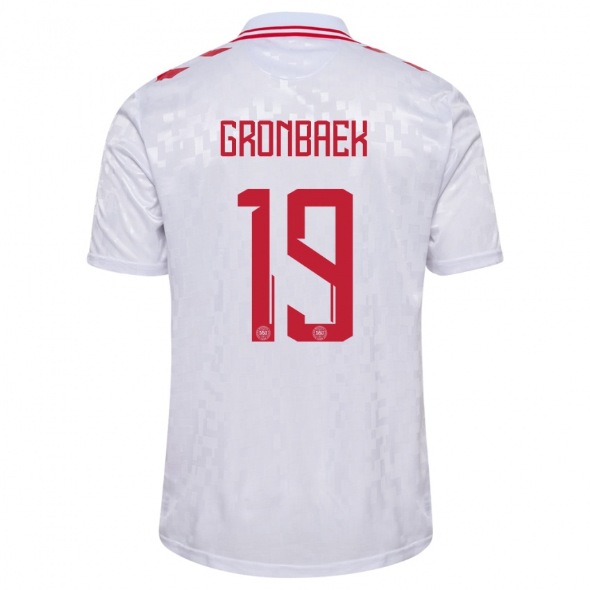 Mujer Camiseta Dinamarca Albert Gronbaek #19 Blanco 2ª Equipación 24-26 La Camisa