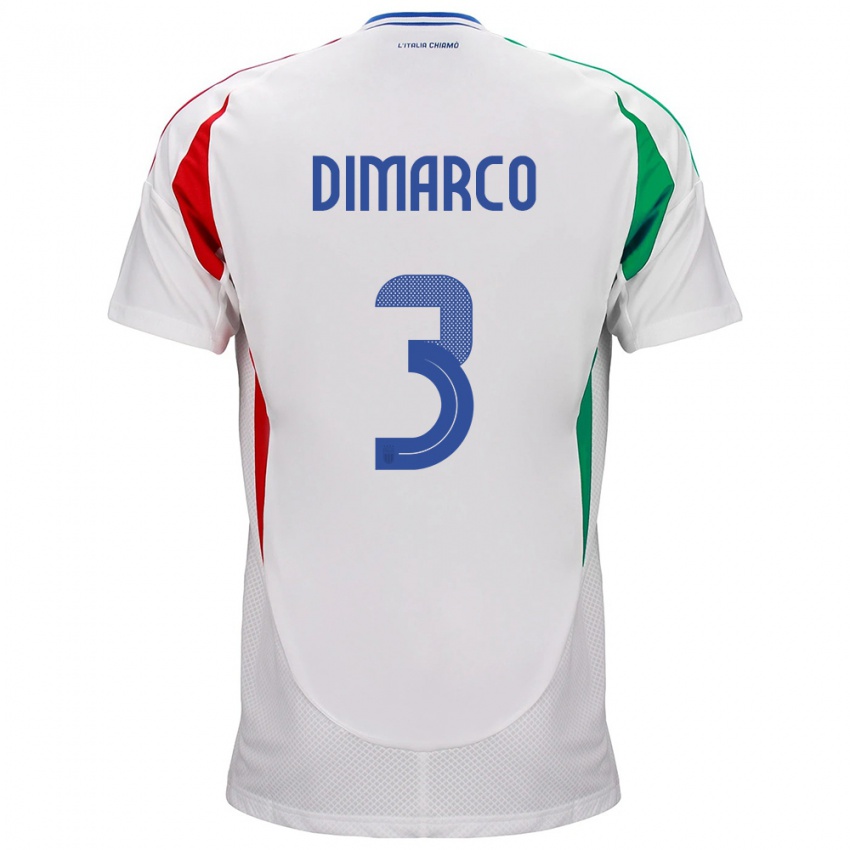 Mujer Camiseta Italia Federico Dimarco #3 Blanco 2ª Equipación 24-26 La Camisa