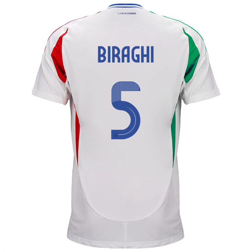 Mujer Camiseta Italia Cristiano Biraghi #5 Blanco 2ª Equipación 24-26 La Camisa