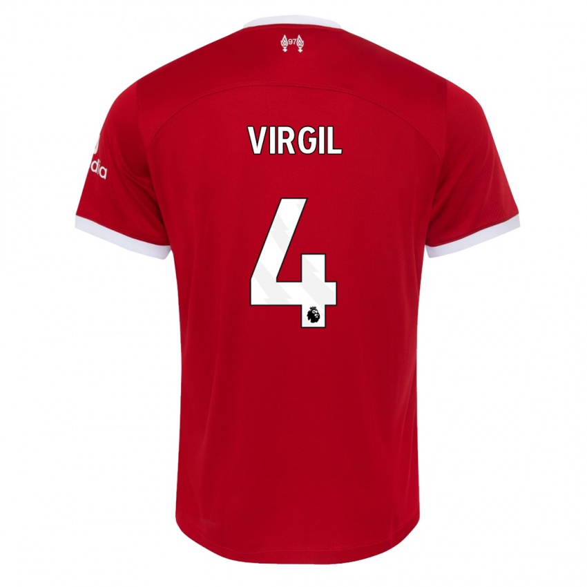 Niño Camiseta Virgil Van Dijk #4 Rojo 1ª Equipación 2023/24 La Camisa