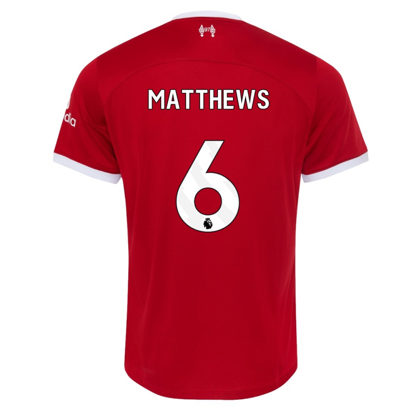 Niño Camiseta Jasmine Matthews #6 Rojo 1ª Equipación 2023/24 La Camisa