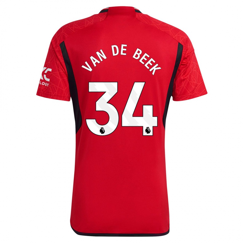 Niño Camiseta Donny Van De Beek #34 Rojo 1ª Equipación 2023/24 La Camisa