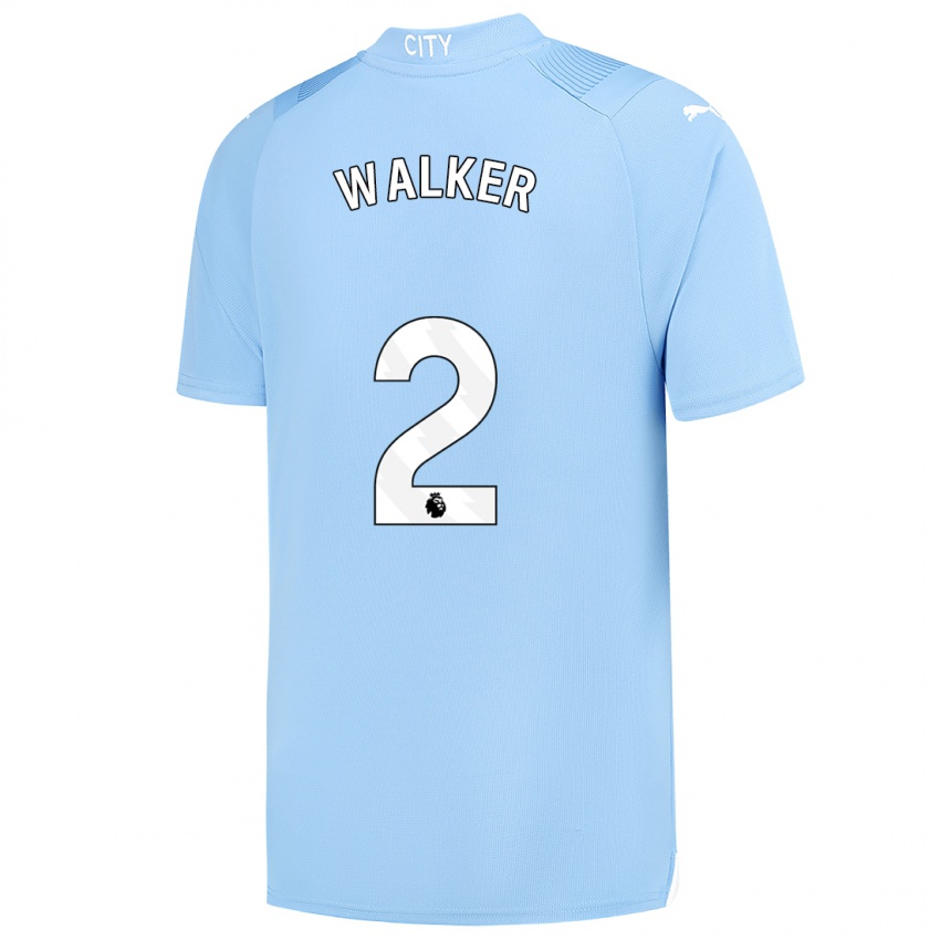 Niño Camiseta Kyle Walker #2 Azul Claro 1ª Equipación 2023/24 La Camisa