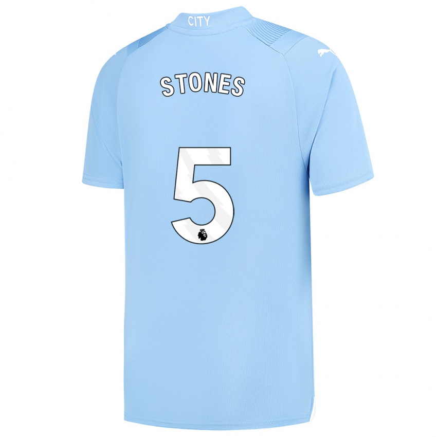 Niño Camiseta John Stones #5 Azul Claro 1ª Equipación 2023/24 La Camisa