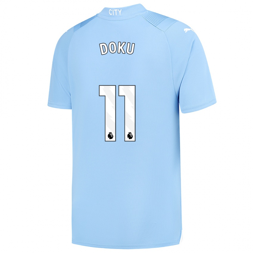 Niño Camiseta Jérémy Doku #11 Azul Claro 1ª Equipación 2023/24 La Camisa
