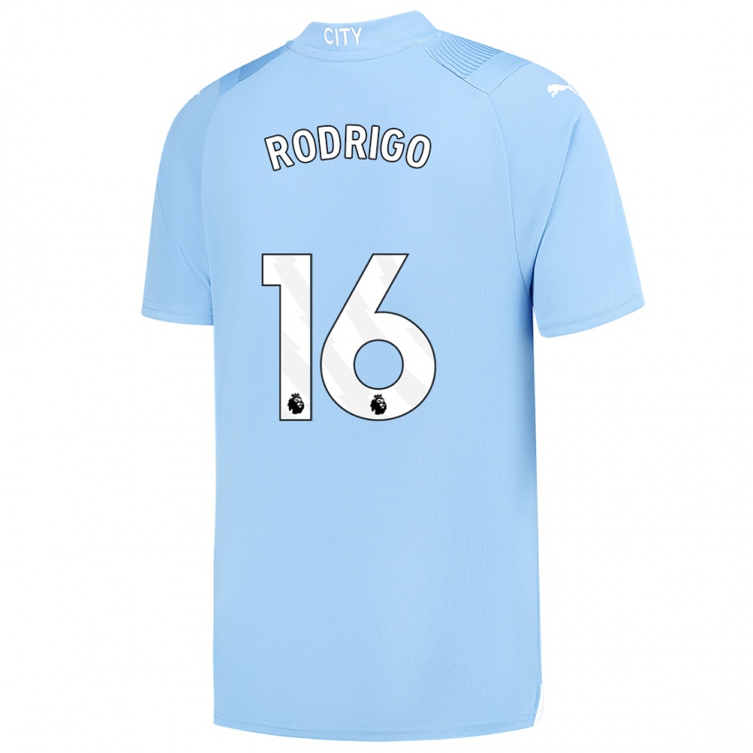 Niño Camiseta Rodrigo Hernandez #16 Azul Claro 1ª Equipación 2023/24 La Camisa