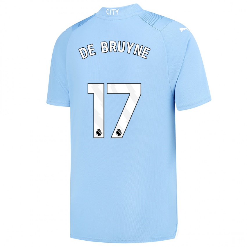 Niño Camiseta Kevin De Bruyne #17 Azul Claro 1ª Equipación 2023/24 La Camisa
