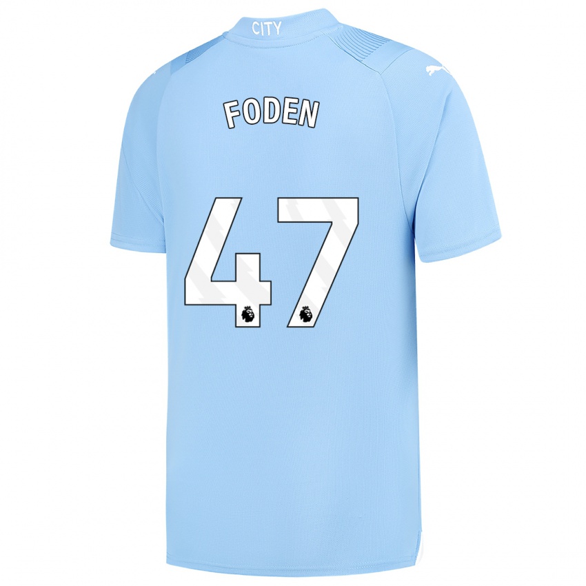 Niño Camiseta Phil Foden #47 Azul Claro 1ª Equipación 2023/24 La Camisa