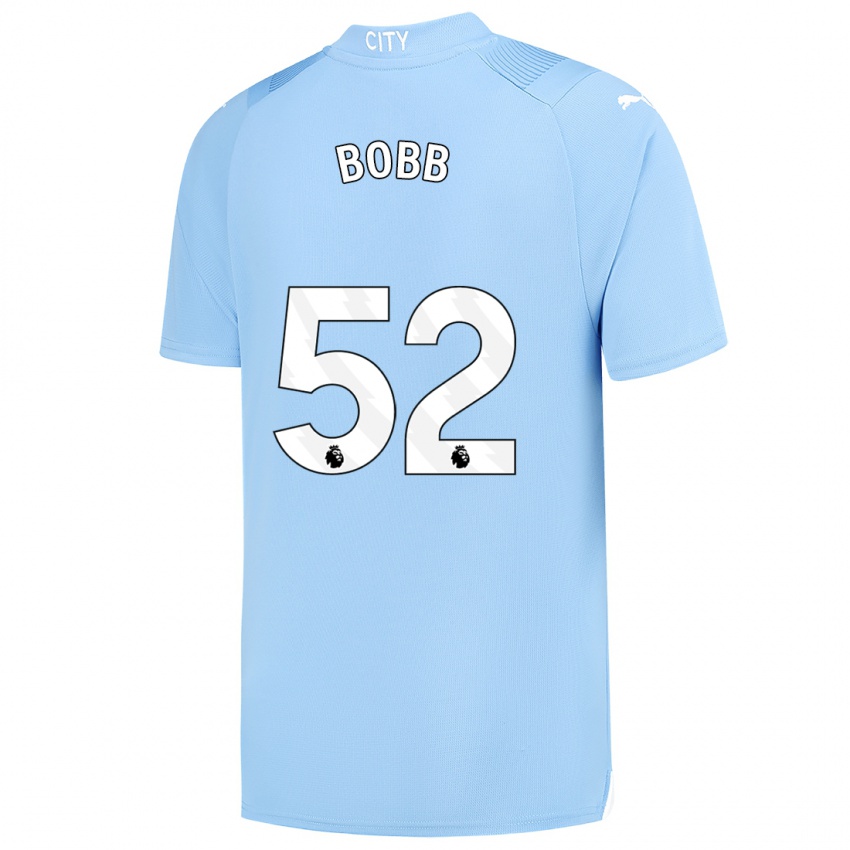 Niño Camiseta Oscar Bobb #52 Azul Claro 1ª Equipación 2023/24 La Camisa