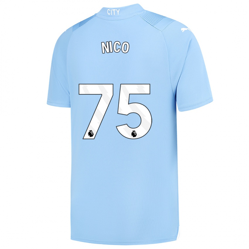 Niño Camiseta Nico O'reilly #75 Azul Claro 1ª Equipación 2023/24 La Camisa