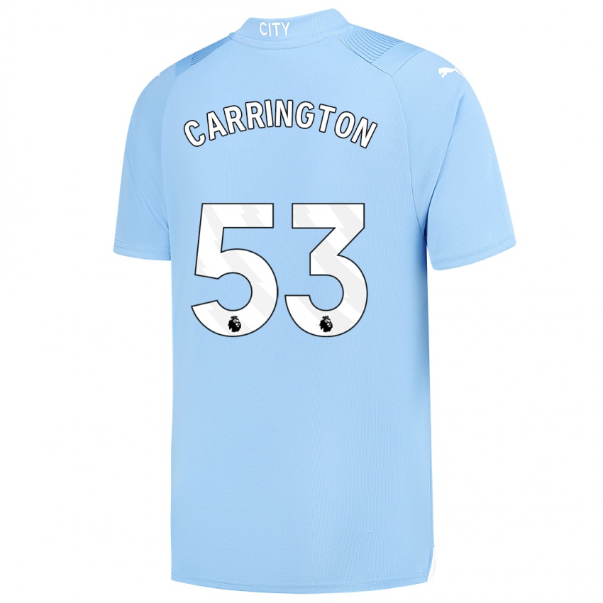 Niño Camiseta Ezra Carrington #53 Azul Claro 1ª Equipación 2023/24 La Camisa