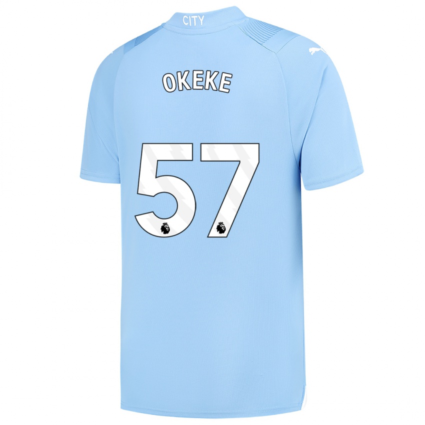 Niño Camiseta Michael Okeke #57 Azul Claro 1ª Equipación 2023/24 La Camisa