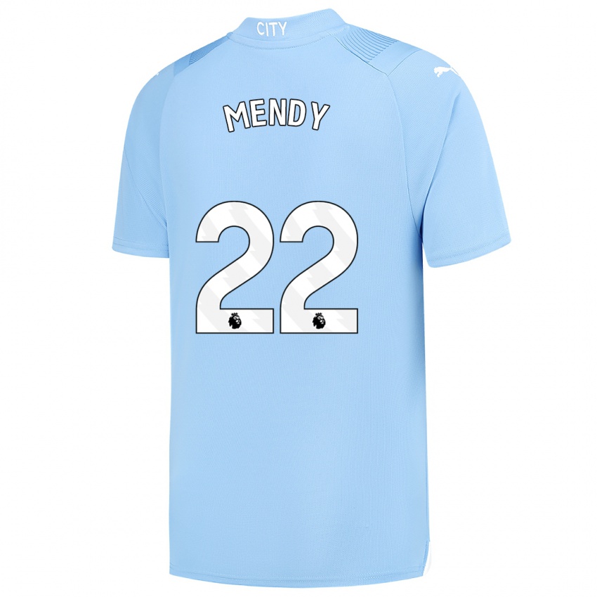 Niño Camiseta Benjamin Mendy #22 Azul Claro 1ª Equipación 2023/24 La Camisa