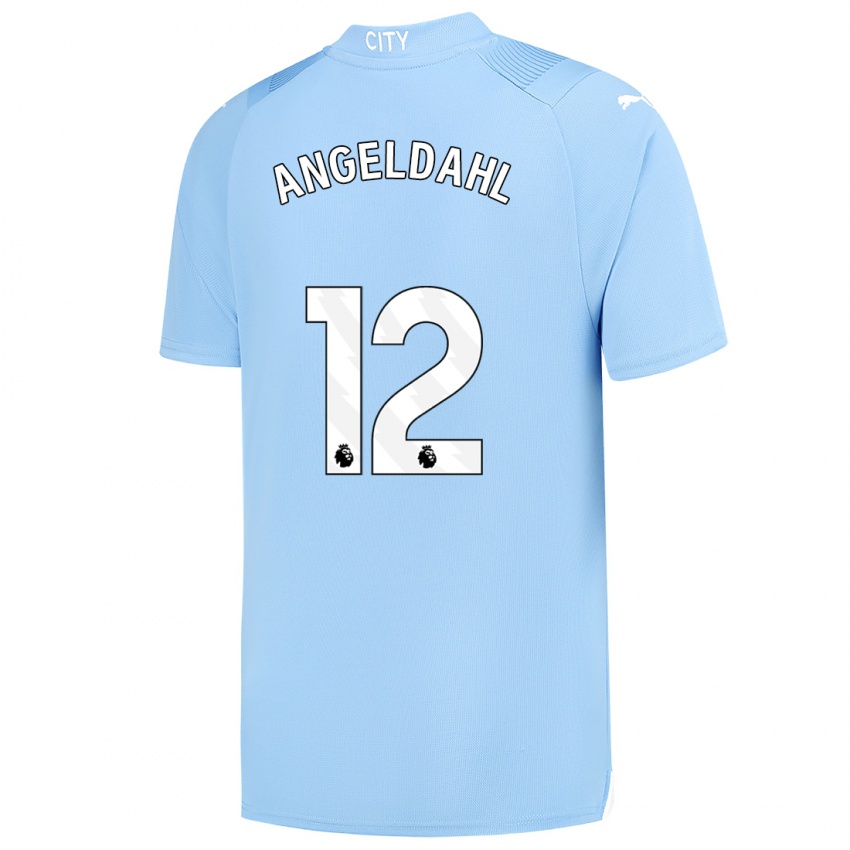 Niño Camiseta Filippa Angeldahl #12 Azul Claro 1ª Equipación 2023/24 La Camisa
